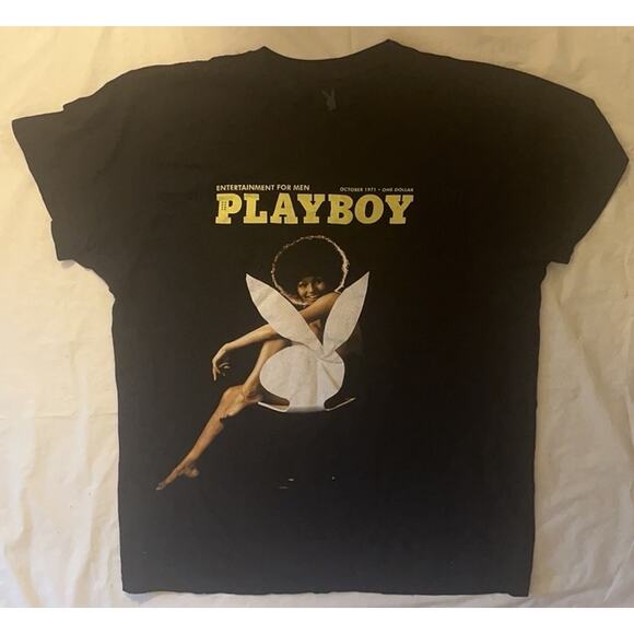 Playboy Black T-Shirt - 100% Cotton -Size: L - Excellent Condition - Picture 2 of 9